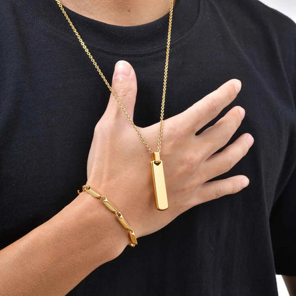 Vnox Set di 2 Pezzi Collana con Ciondolo e Bracciale da Uomo, Set di Gioielli in Acciaio Inossidabile Colore Nero Oro Argento, Regali di Gioielleria alla Moda platinumshop