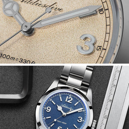 ADDIESDIVE 36mm Hot Sale Men's Watch AD2518 Bubble Mirror Glass 316L Stainless Steel Reloj Hombre 100m Waterproof Quartz Watches