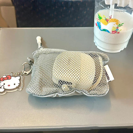 Travel Makeup Storage Bags New Mesh Coin Purse Simple Portable Mini Bag Multi-purpose Square Bag Double-layer Zipper Card Holder PlatiNum