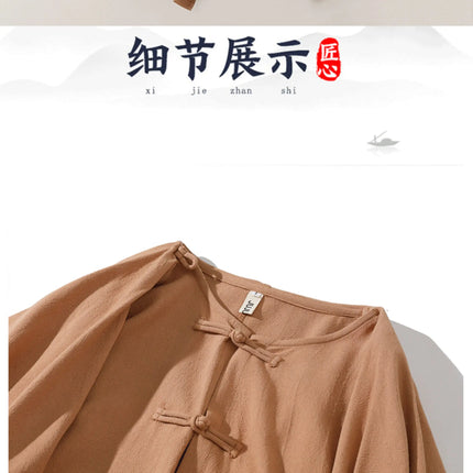 2025 Autunno Uomo Baggy Bello Fresco Trench Stile Cinese Mantello Camicie Moda Casual Lino Irregolare Mens Mantello Lungo Giacche a vento