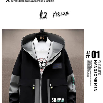 Autumn new style Fashion Trend Hooded Jacket spring Men's Casual Comfort Fleece High Quality Coat male full size M-4XL