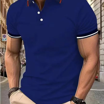 Men's short sleeve top daily casual short sleeve T-shirt with lapel casual short sleeve men's casual T-shirt