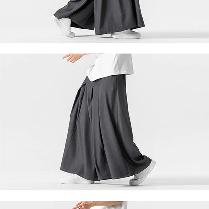 Pantaloni Larghi Samurai Giapponesi da Uomo in Cotone e Lino, Comodi e Casual, Stile Harun, Taglie Fino a 5XL