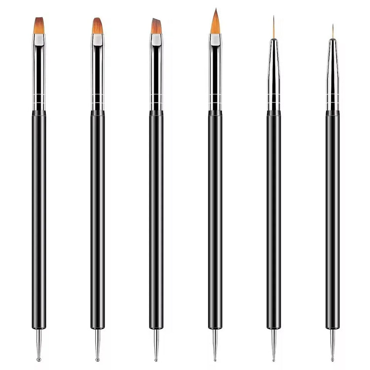 6/31Pcs Nail Art Brush Design Tip Painting Drawing Carving Dotting Pen FlatFan Liner Acrylic Gel UV Polish Nail Art Tools