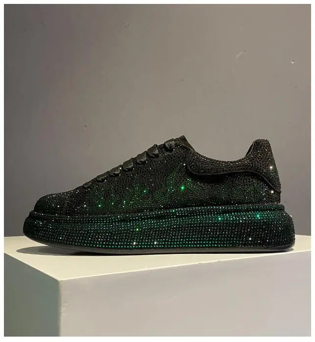 New Luxury Charming Men Showy Rhinestone Casual High Top Shoes Flats Male Designer Prom Sneakers Loafers Shoes Zapatos Hombre