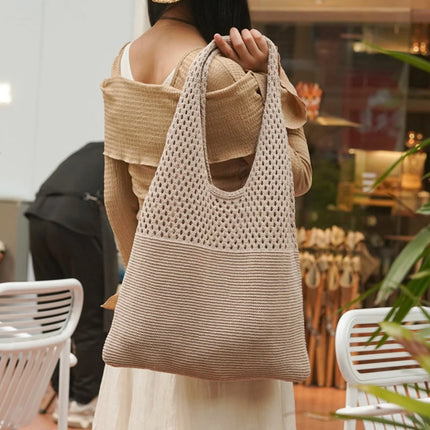 Borse a maglia da donna, borsa tote grande capacità, borsa estiva da spiaggia, borsa grande casual, borse a tracolla intrecciate a nido d'ape, borsa da donna