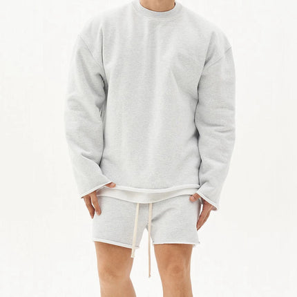 Mens Summer Cotton Sets Loose Sweatshirts Two-piece Kits Training Hoodie Pullover Hooded With Shorts Jogging Suits Streetwears PlatiNum