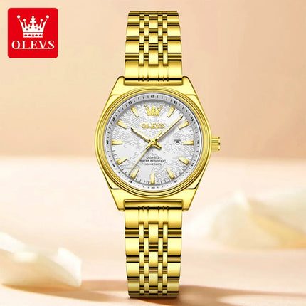OLEVS 3703 Orologio da donna Orologio al quarzo con calendario di lusso Orologio da polso da donna impermeabile con specchio ad alta durezza 30M platinumshop