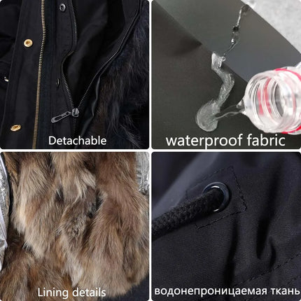 Maomaokong Natural Fur Lining Real Fur Coat Winter Jacket Women Raccoon Fur Collar Warm Thick Parkas Female Clothing