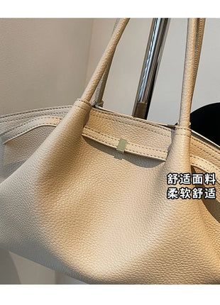 Nuove Borse a Spalla di Lusso 2026 con Motivo Lychee, in Pelle PU Tinta Unita, Borse da Donna di Grande Capacità, Borsa Tote da Viaggio