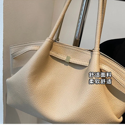 Nuove Borse a Spalla di Lusso 2026 con Motivo Lychee, in Pelle PU Tinta Unita, Borse da Donna di Grande Capacità, Borsa Tote da Viaggio