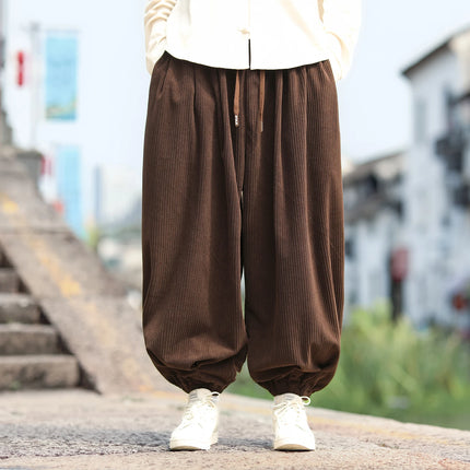 Nuovi pantaloni di velluto a coste da uomo streetwear moda pantaloni lanterna allentati uomo pantaloni stile harem retrò pantaloni casual con cavallo grande uomo taglie forti5XL