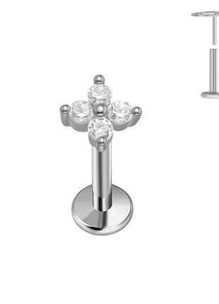 ASTM F136 G23 Orecchino a forma di cuore in titanio 16G 18G 20G Piercing senza filettatura Farfalla Push in Lip Stud Daith Labret Conch platinumshop