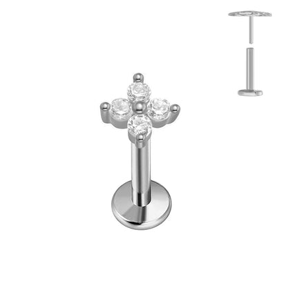 ASTM F136 G23 Orecchino a forma di cuore in titanio 16G 18G 20G Piercing senza filettatura Farfalla Push in Lip Stud Daith Labret Conch platinumshop