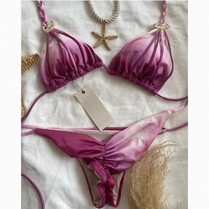 Micro Bikinis 2026 Push Up Women Swimsuit String Swimwear Brazilian Bikini Set Halter Biquini Floral Swimsuit Solid Beachwear platinumshop