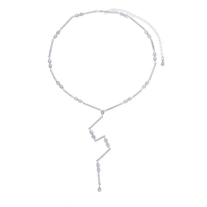 Nuovo speciale color oro Goccia d'acqua Bling Ovale CZ Collana girocollo Lariat Lunga barra a goccia a forma di Y Lunga nappa Gioielli da donna 2025