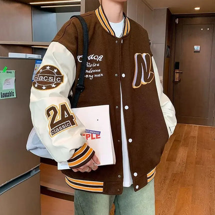 Embroidery Baseball Uniform Man Casual Jackets New Autumn Splicing Trendy Jacket Fashion High Street Outerwear Loose Clothes