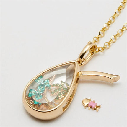 Small cute fashionable and trendy ocean hearts can be opened with necklaces water droplet pendants and small items PlatiNum