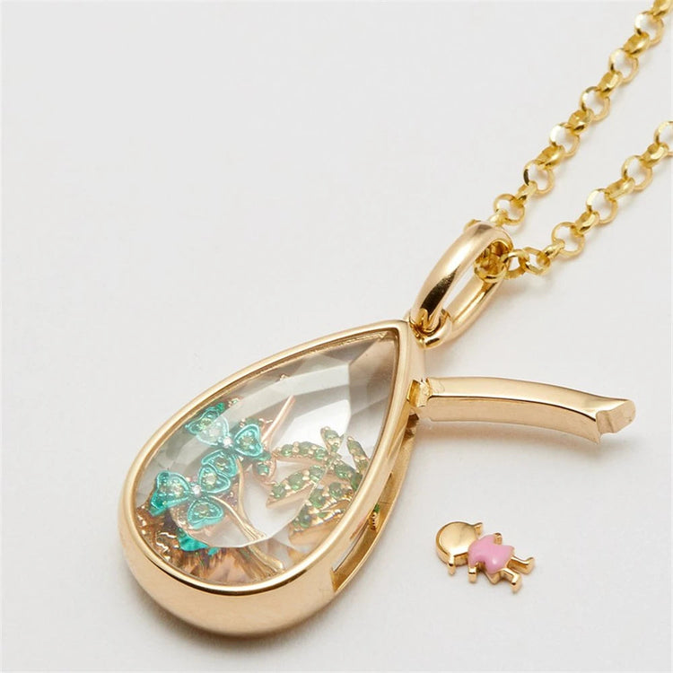 Small cute fashionable and trendy ocean hearts can be opened with necklaces water droplet pendants and small items PlatiNum