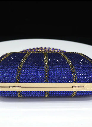 Popular In Nigeria Exquisite Evening Bags With Diamond Design Fashion Handle Clutch Rhinestone Embellished Long Chain Bag PlatiNum