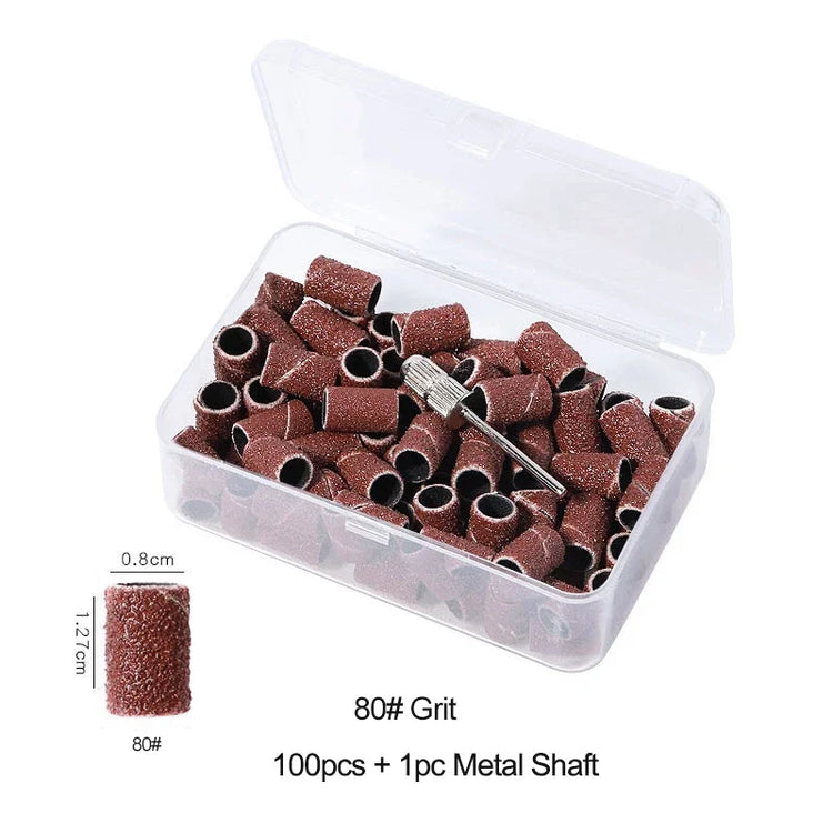 Nail Sanding Ring Bands 80/120/180/240 Grit Electric Manicure Drill Grinding Heads UV Gel Polish Removal Pedicure Abrasive Tools 2028