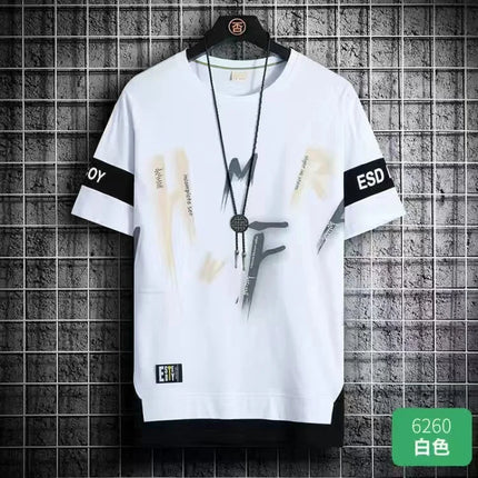 2025 New Men's T-shirt Korean Fashion Summer Short Sleeve Print Men's T-shirt Casual Harajuku Men's Clothing Graphic Men's T-shirt