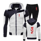 2025 Spring Autumn Scuba Diving Diver Down Flag Print Men's Popular Splicing Hoodies + Sweatpants Casual Sports Suit PlatiNum