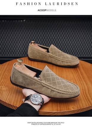 STRONGSHEN scarpe da uomo Casual Luxury Brand Slip on mocassini vuoti in pelle scamosciata mocassini da uomo estate traspirante scarpe da guida da uomo italiane