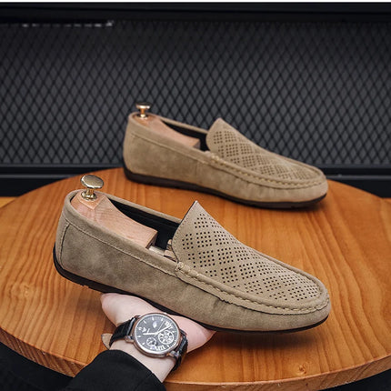 STRONGSHEN scarpe da uomo Casual Luxury Brand Slip on mocassini vuoti in pelle scamosciata mocassini da uomo estate traspirante scarpe da guida da uomo italiane