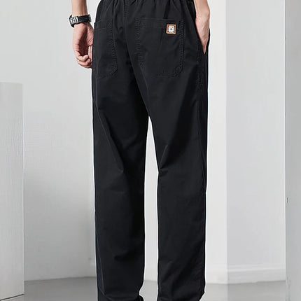 Straight Casual Cargo Pants Men Wide Leg Brown Long Cargo Business Work Trousers Drawstring Baggy Sweatpants Male