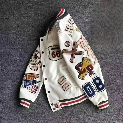 Streetwear Men Bomber Varsity Jackets Embroidery Pu Leather Jacket Baseball Motorcycle Coat Outerwear Winter Men Clothing Unisex