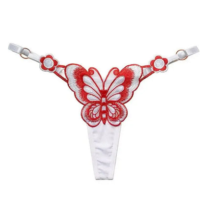 SP&CITY Butterfly Embroidery Lace Hollow Out Sexy Women's Thongs Low Waist Mesh Transparent Erotic Underpants Soft Thin T String