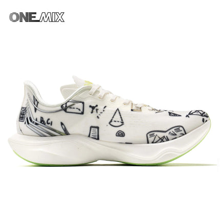 Scarpe da Corsa ONEMIX Marathon con Piastra in Carbonio, Supporto Professionale Stabile, Ammortizzazione, Ultra-leggere e Reattive per Uomo PlatiNum