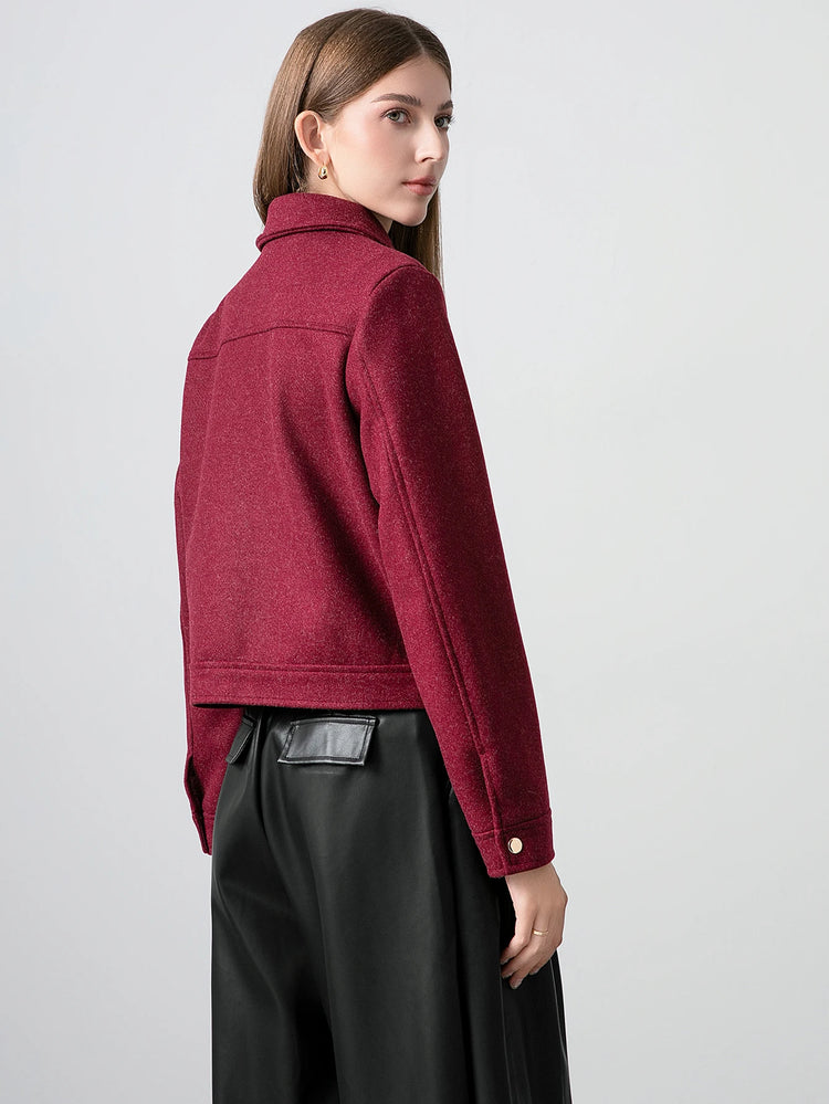 KONDALA Red Bordeaux Loose Jakcets Women Zipper Pockets Short Coats Fashion 2025 Autmn Elegant Bomer Jackets Elegant Outwears