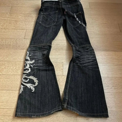 Jeans Larghi Y2K Micro La Retro 2006, Nuovi Pantaloni a Vita Alta Stile Harajuku, Jeans Larghi Ricamati da Donna con Stile Rock Punk