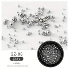6 Grids Nail Art Tiny Steel Caviar Beads 0.8-1.5mm Mixed Size 3D Design Rose Gold Silver Jewelry Manicure DIY Decoration