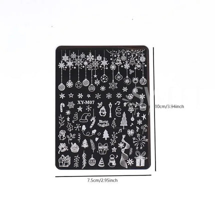 1 PC Nail Stamping Plates Christmas French Xmas Steel Printing Stencil Snowflakes Nail Stamp Templates Nail Art Manicure Tools