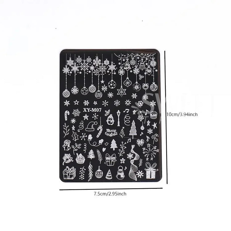 1 PC Nail Stamping Plates Christmas French Xmas Steel Printing Stencil Snowflakes Nail Stamp Templates Nail Art Manicure Tools