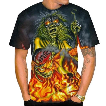 Custom T-shirt Nostalgic Fashion 3D Printed Heavy Metal Music Devil Cool Summer Fashion