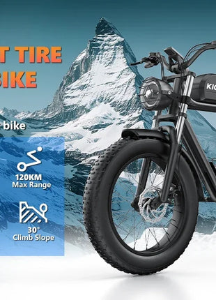 Bicicletta Elettrica KICKWEY K7 Peak 1500W 48V 18.2Ah con Pneumatici Larghi Fuoristrada 20x4.0, Cambio a 7 Velocità, Consegna Rapida, Velocità Massima di 55 Km/h e Autonomia di 100 Km