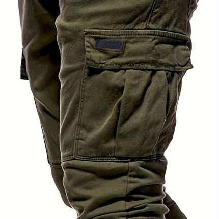 Men's drawstring loose multi pocket work pants, spring and autumn outdoor, men's work pants