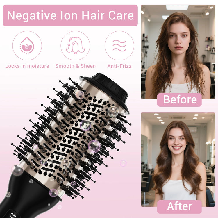 Hair Dryer Brush Blow Dry Brush 60mm - One-Step Hot Air Styler and Hairdryer Fast Drying & Styling for Frizz-Free, Voluminous Blowouts, Anti-Frizz & Volume Boost for Smooth Bouncy Hair