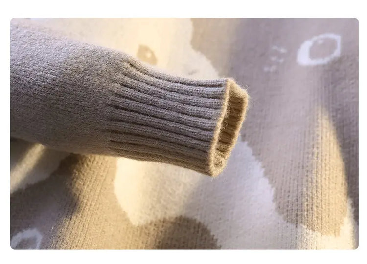 Cartoon Cat's New Knitted Sweater 2025 Men's Autumn/Winter Warm Knitted Sweater Men's Pullover Home Clothes