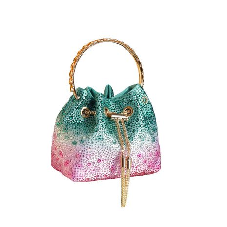 Handle Rhinestones Evening clutch Bag Purses and handbag luxury Designer shoulder bag Shiny Crystal Clutch purse bucket bag PlatiNum