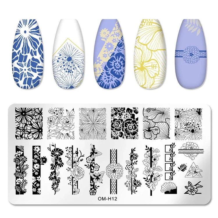 Nail Art Templates Stamping Plate Design Flower Leaf Butterfly Christmas Lace Stamp Templates Plates Image Manicure Accessories
