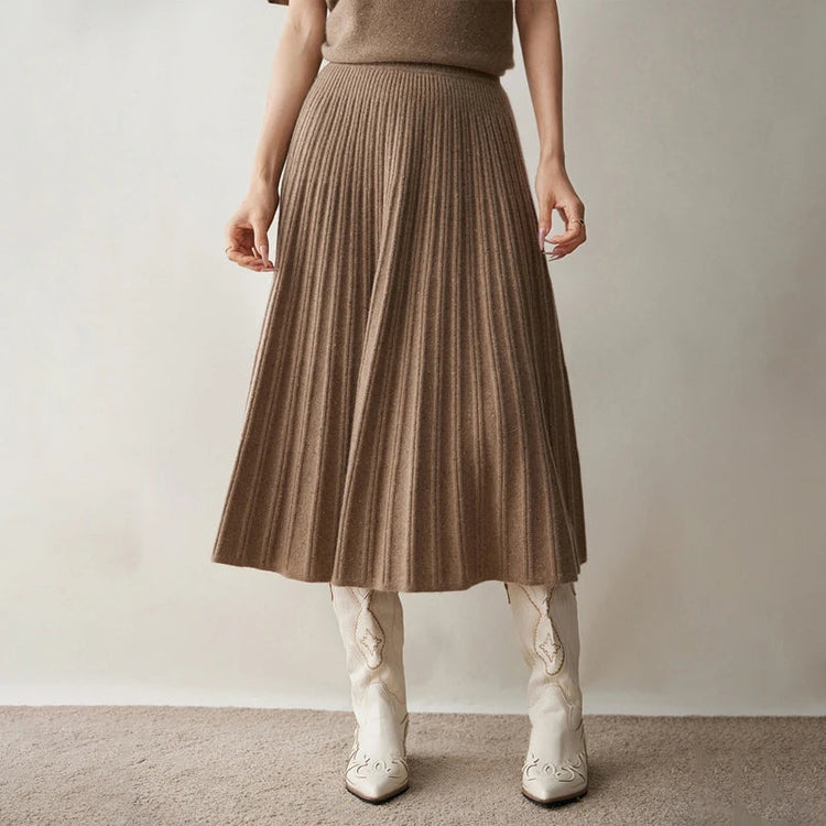 2025 New Grace Women's Cashmere Long Pleated Skirt Autumn Winter Office Lady Cashmere Skirt 100% Cashmere Pupular Dress Skirt PlatiNum