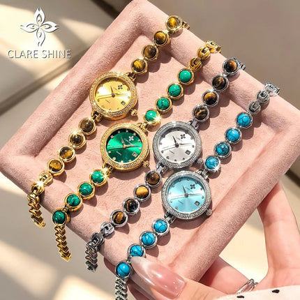 Orologio da donna CLARE SHINE Brand 7708, elegante orologio al quarzo di lusso, impermeabile, con datario, collezione Stellar Eyes. platinumshop
