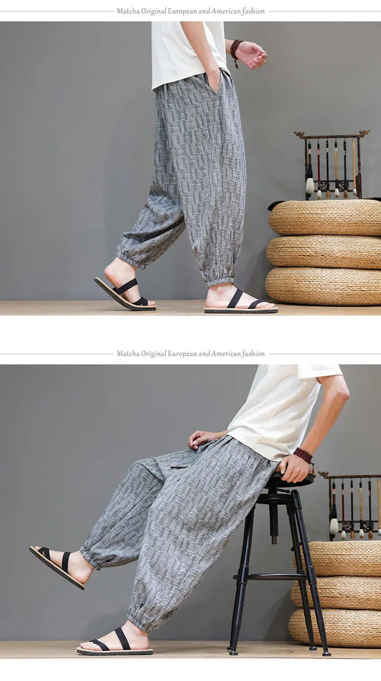 Pantaloni a Gamba Larga Stile Cinese in Corduroy, Pantaloni Lantern da Uomo, Comodi e Traspiranti per Autunno e Inverno, Jogger Casual