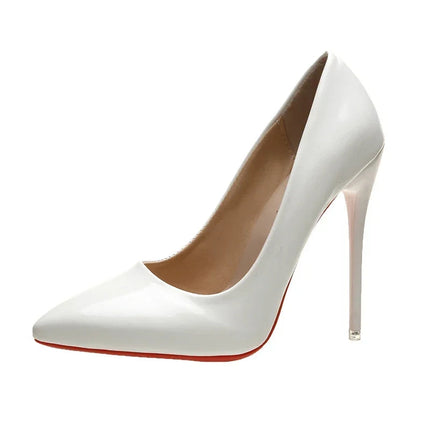 Scarpe da donna Tacchi alti rossi Décolleté sexy a punta da 12 cm Scarpe da sposa Scarpe da sposa Nude Colore nero Tacchi alti con fondo in gomma rossa platinumshop