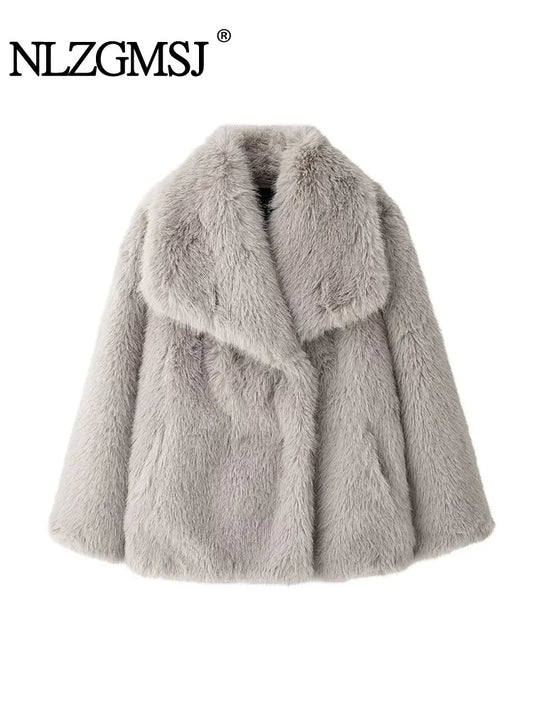 2024 Winter Coat Artificial Fur Effect Woman Jacket Top Outdoor Style Warm Women Outerwears